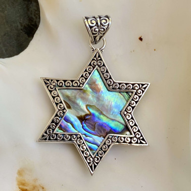 PD 15302 AB-(HANDMADE 925 BALI STERLING SILVER PENDANTS WITH ABALONE SHELL)